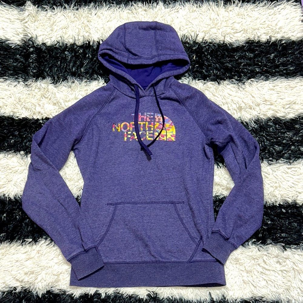 The North Face Purple Hoodie, Animal Print Logo, Sz Medium